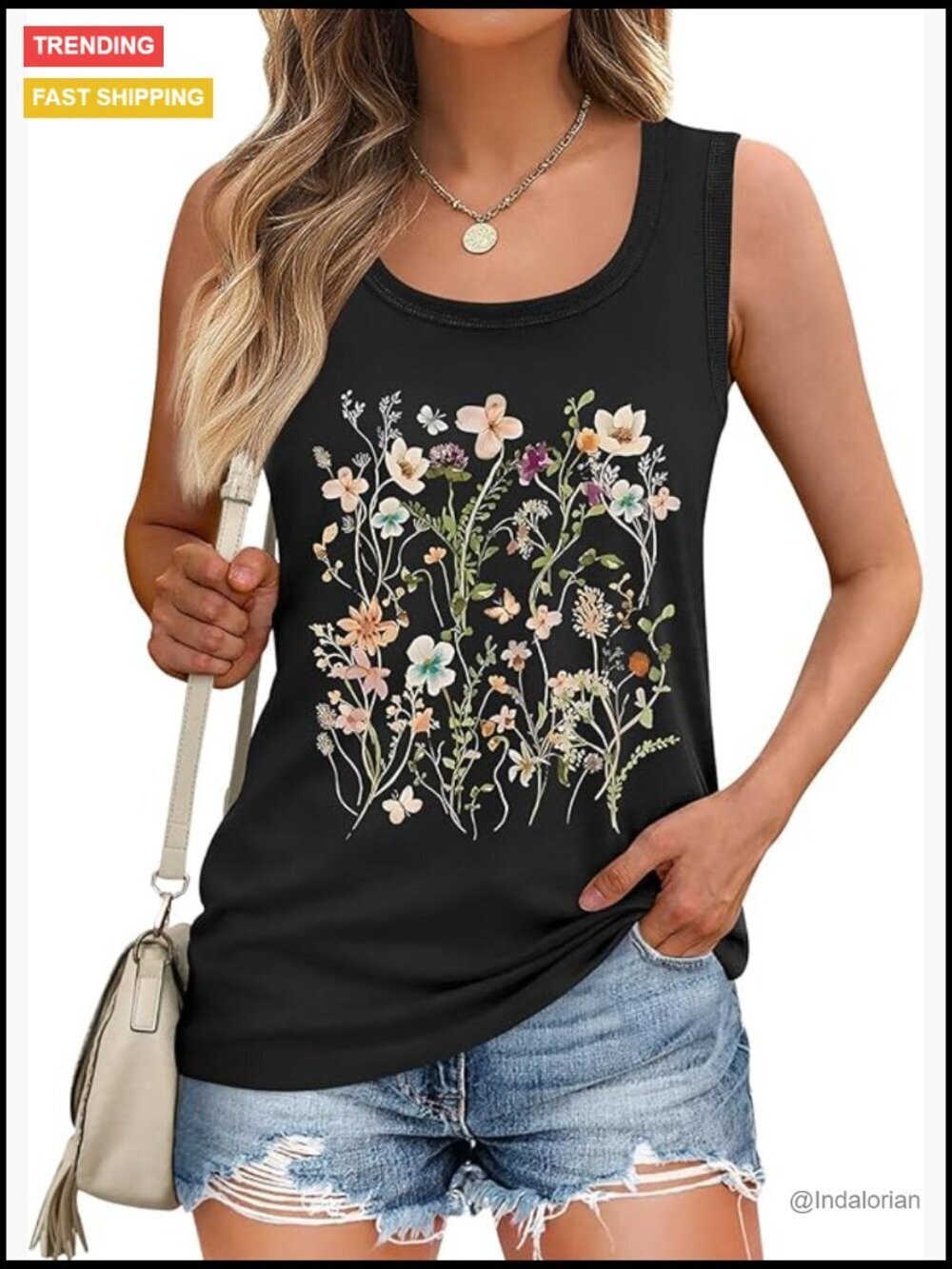 Scoop Neck Sleeveless Tank Top - Loose Fit Casual Summer Graphic Tee